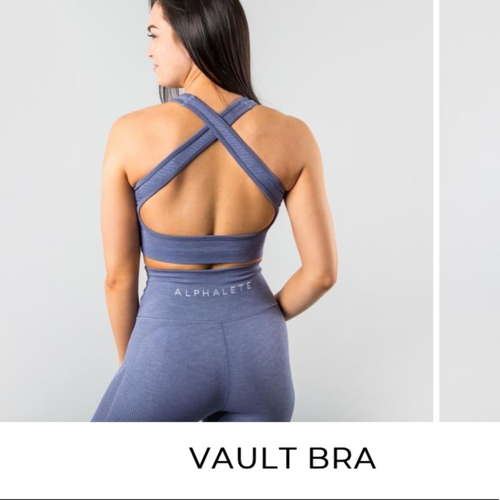 Grape colored Alphalete vault bra.